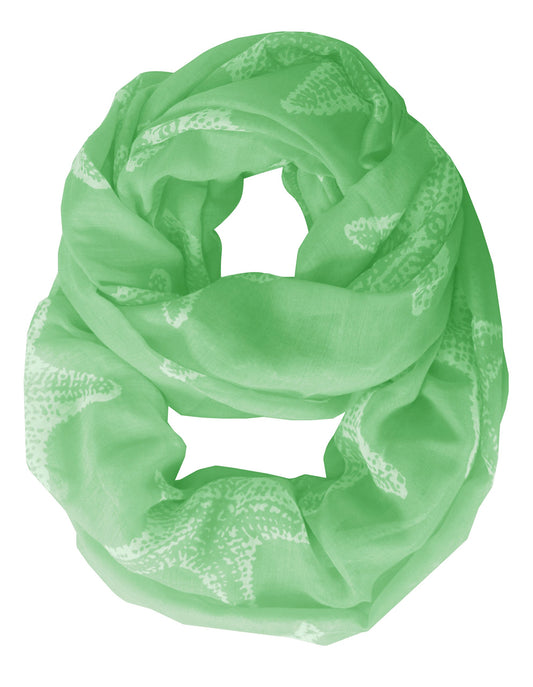 Wholesale Bulk Lot: Summer Fashion Starfish Design Boho Infinity Loop Scarf Green Reseller Pack