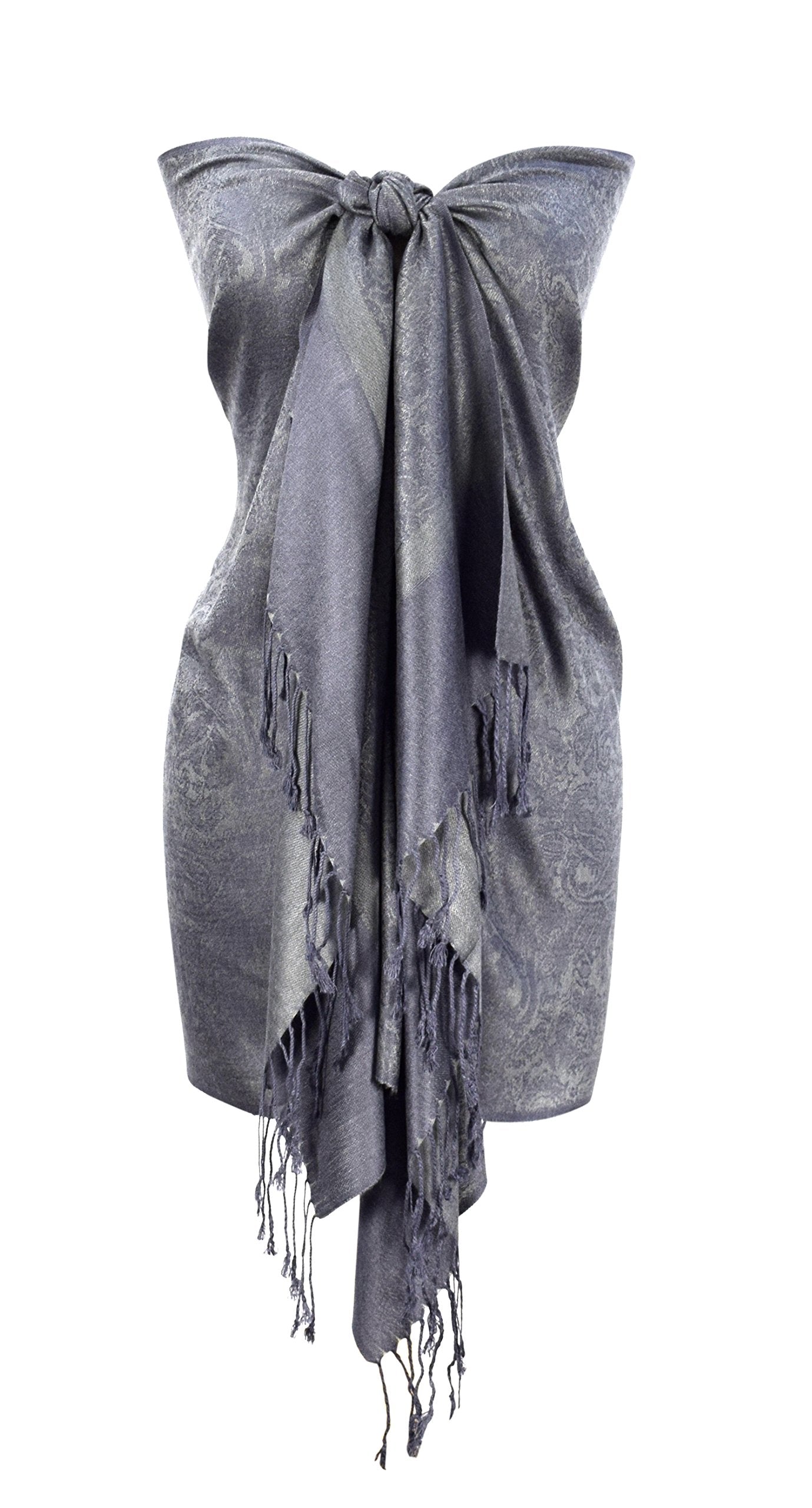 Wholesale Bulk Lot Grey Jacquard Paisley Pashmina Shawl Wrap for Resellers