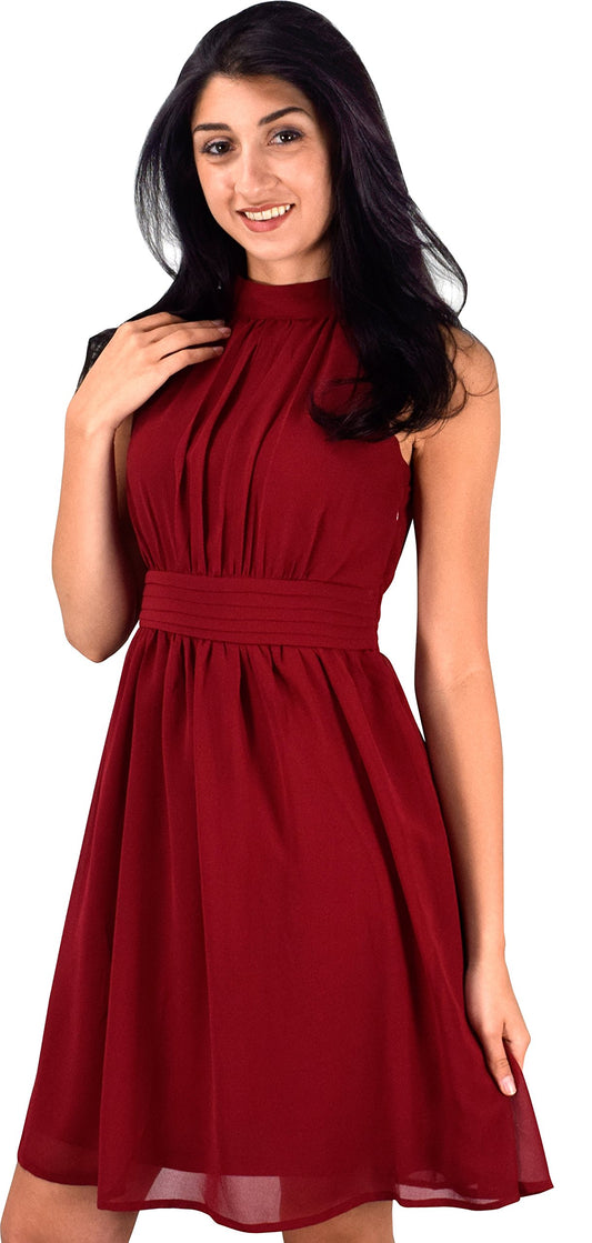 Wholesale Bulk Lot: Womens Chiffon Sleeveless Vintage Cocktail Flare Dress Red L