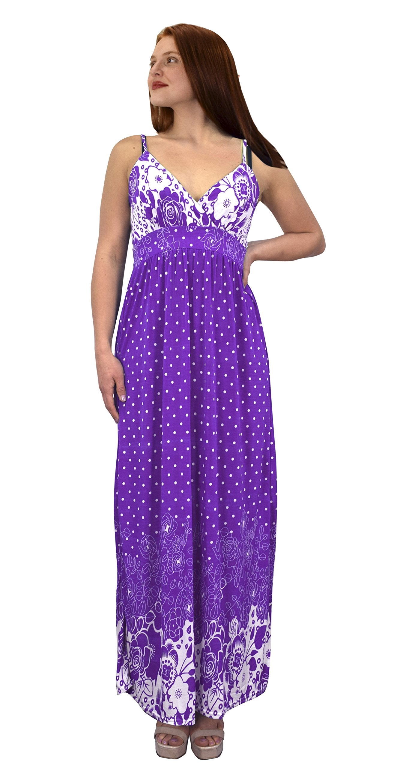 Wholesale Bulk Lot: Purple Paisley Spaghetti Strap Vintage Maxi Dress, Medium