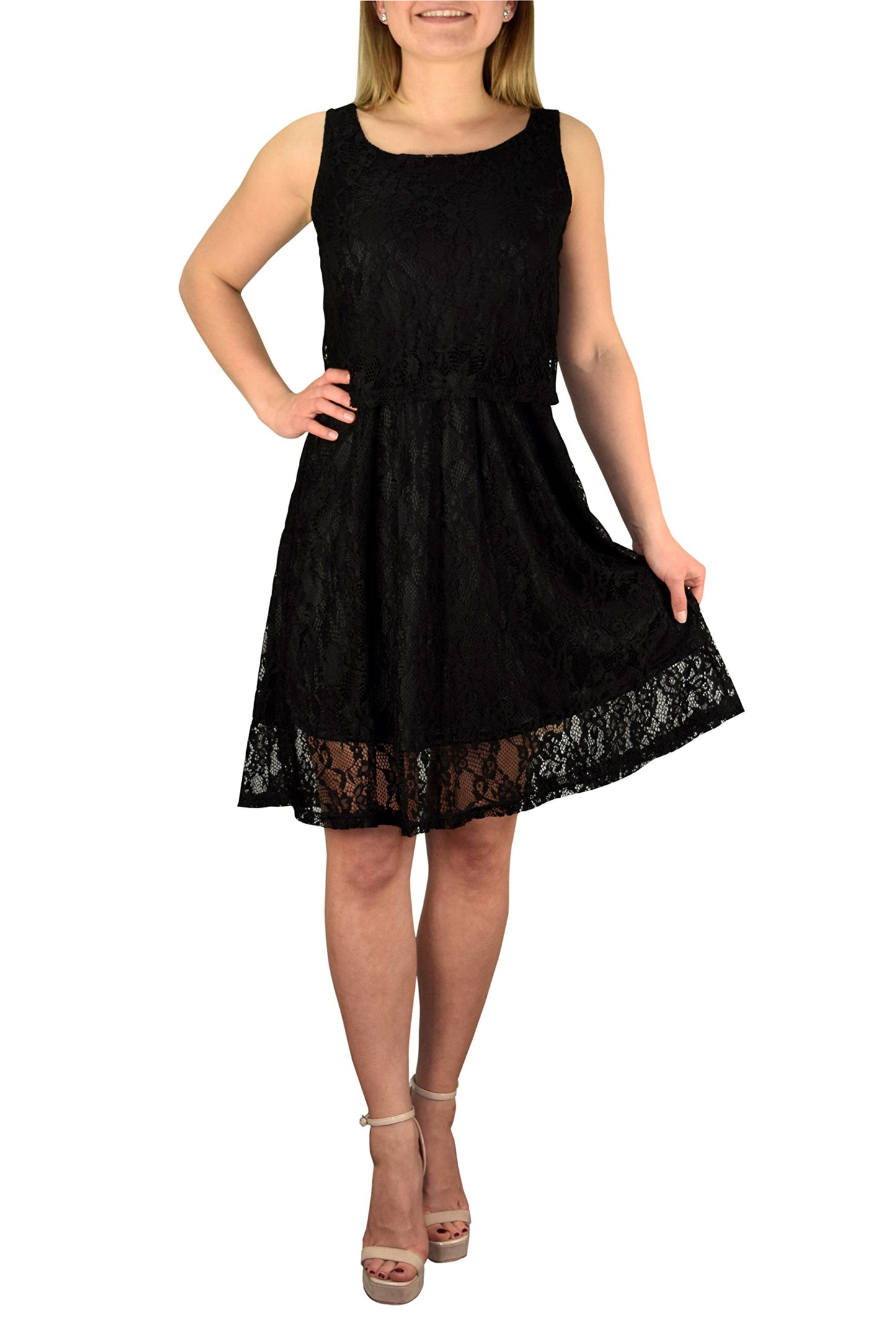 Wholesale Bulk Lot: Lace Overlay Sleeveless Mini Summer Dress Black Medium