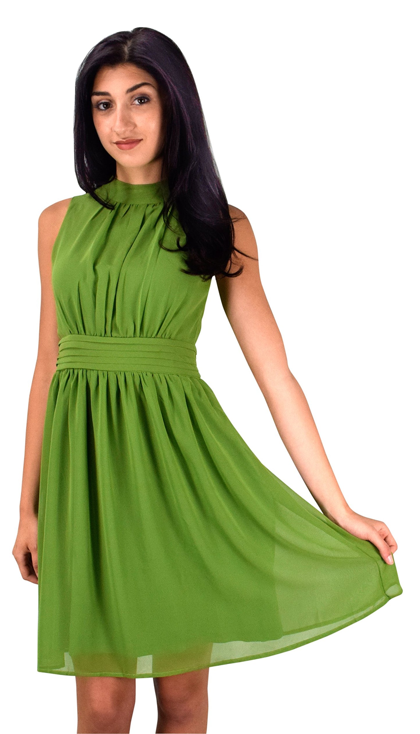 Wholesale Bulk Lot: Women's Chiffon Sleeveless Vintage Cocktail Dress XL Green