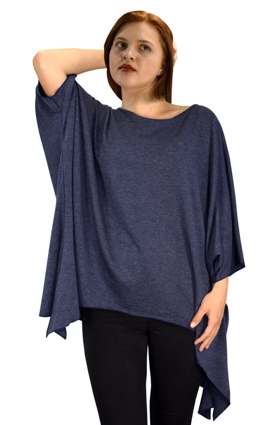 Wholesale Bulk Lot: Women's Loose Uneven Hem Oversized Tunic Top Navy One Size