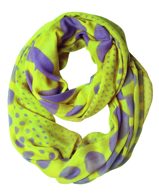 Wholesale Bulk Lot: Vintage Polka Dot Infinity Loop Scarf Lime Purple Reseller Pack