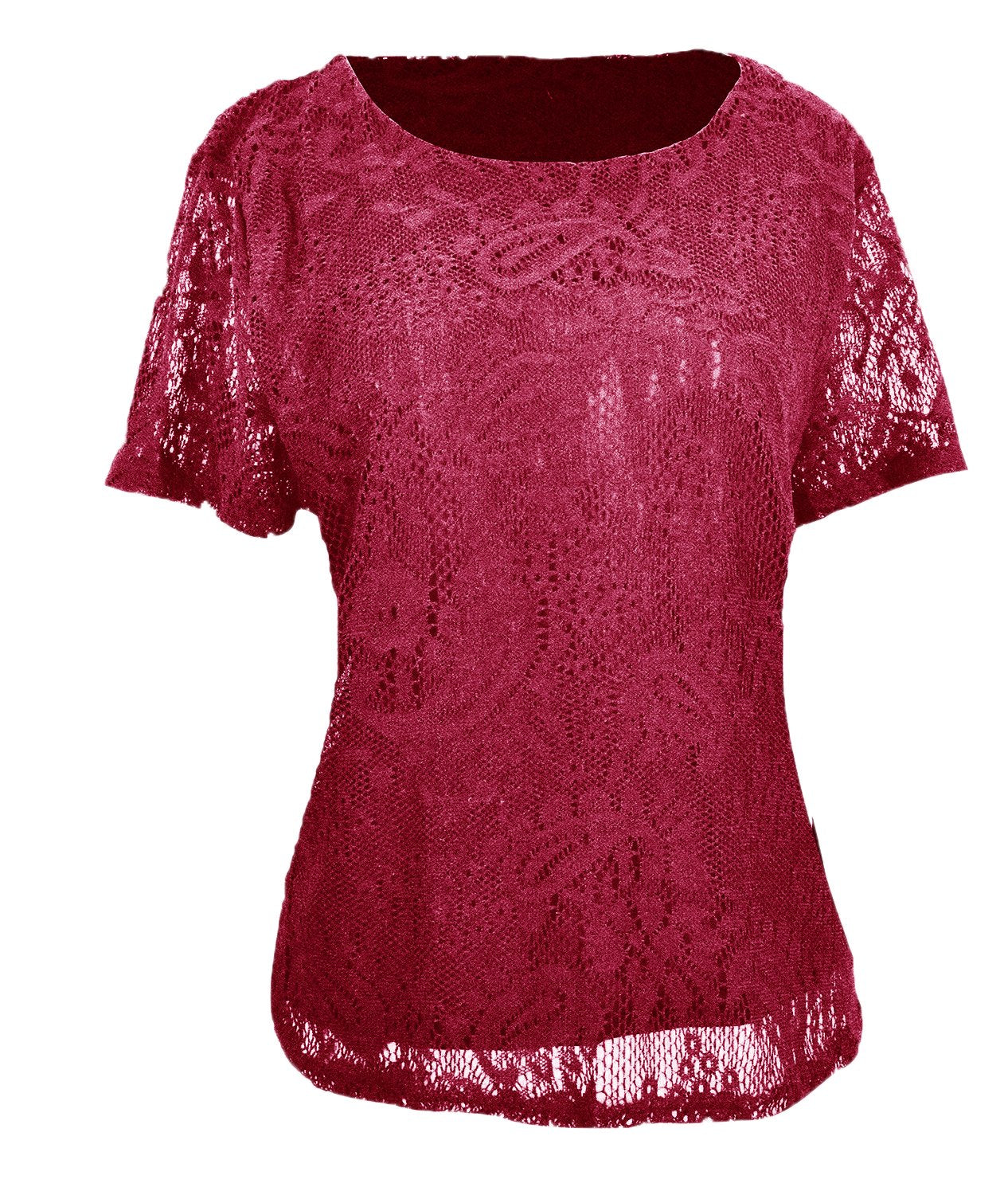 Wholesale Bulk Lot: Floral Paisley Scoop Neck Lace Blouse Top Burgundy
