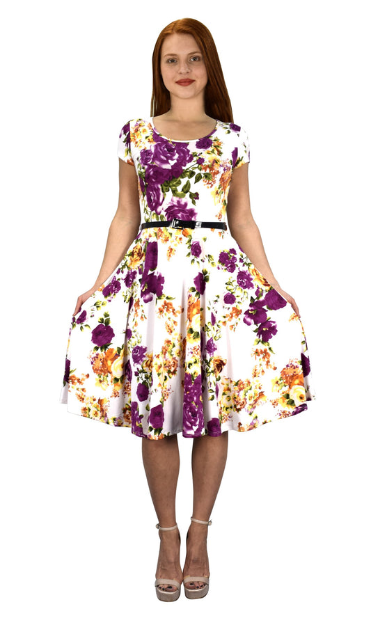Wholesale Bulk Lot: Women's Vintage 1950s Floral Fit Flare Swing Dress Small
