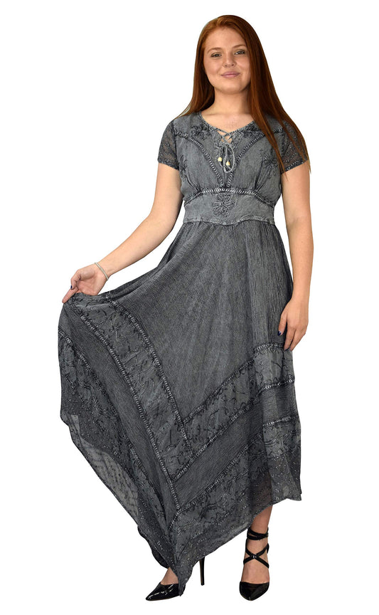 Wholesale Bulk Lot: Grey Boho Chic Handkerchief Hem Summer Dress Small Medium
