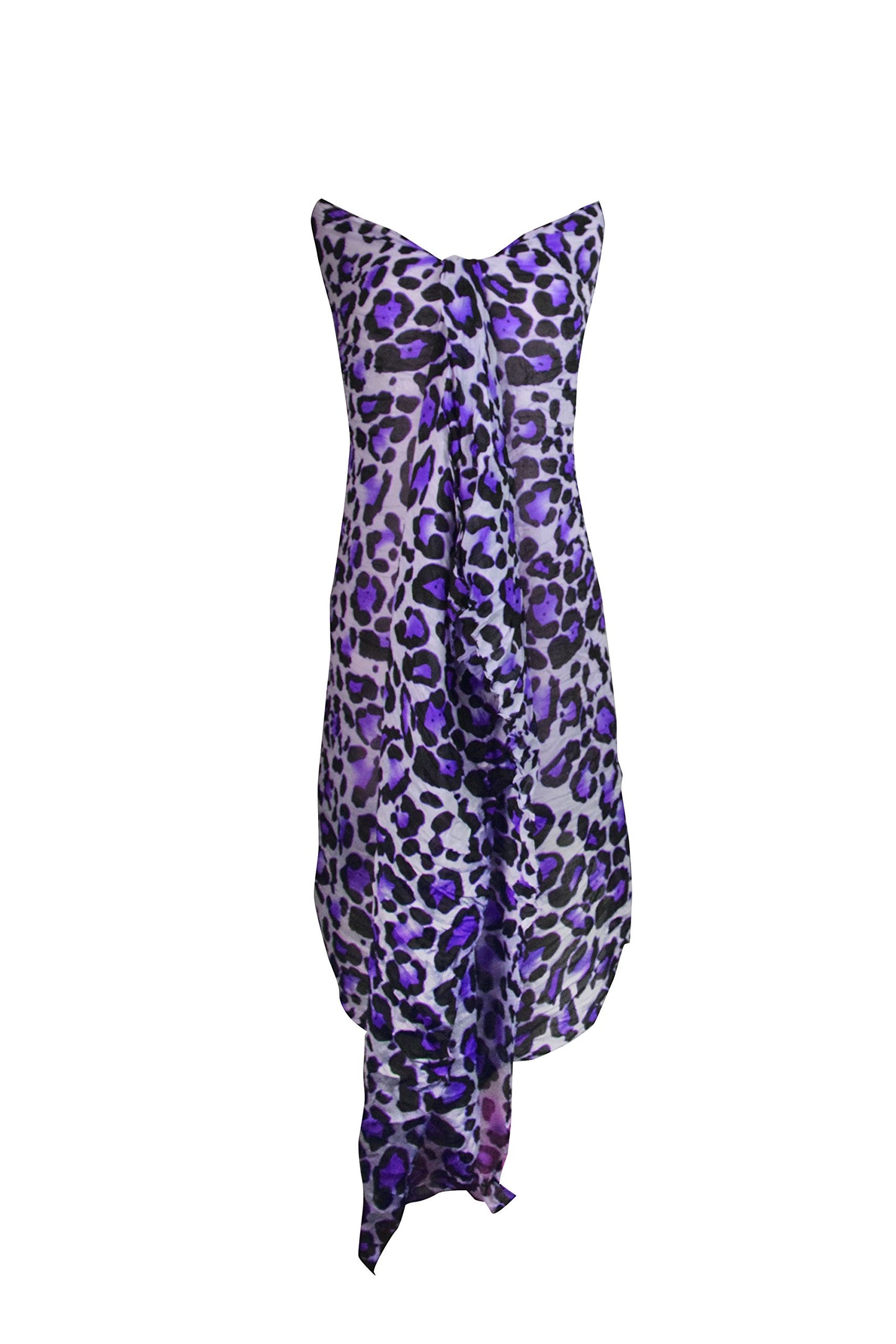 Wholesale Bulk Lot: Women's Leopard Animal Print Purple Crinkle Scarf Wrap for Resellers