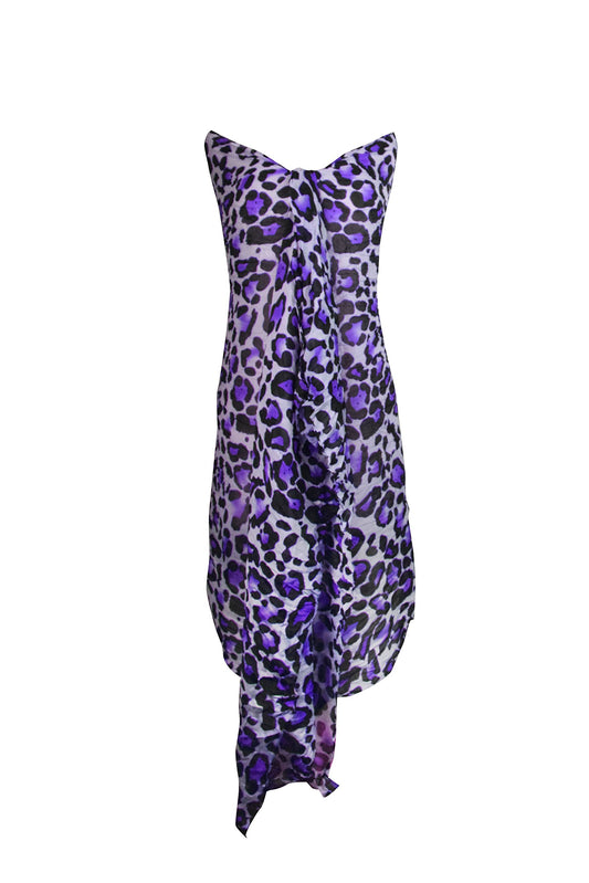 Wholesale Bulk Lot: Women's Leopard Animal Print Purple Crinkle Scarf Wrap for Resellers