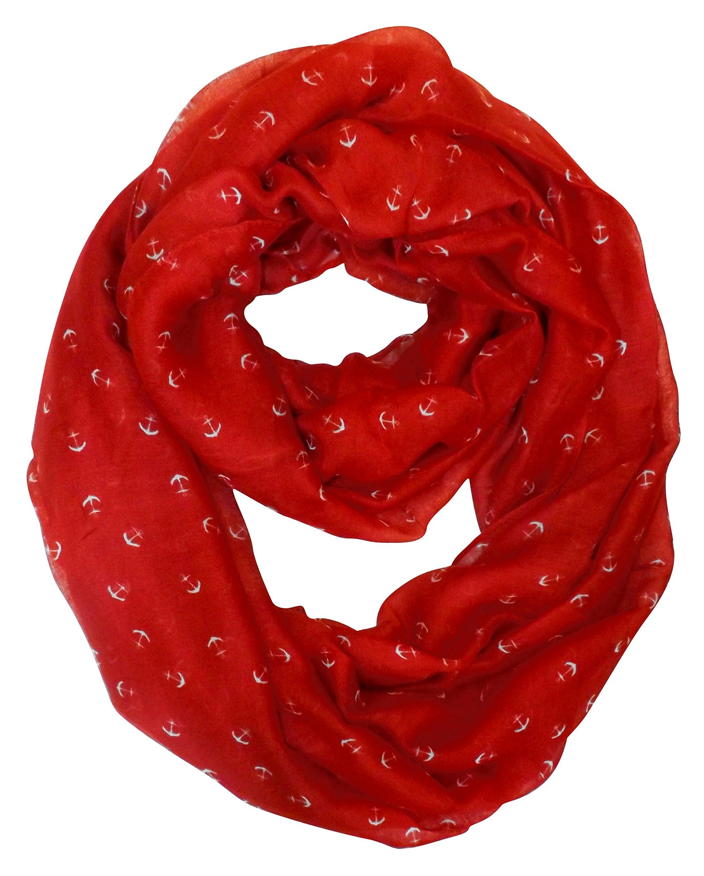 Wholesale Bulk Lot: Red Anchor Print Infinity Loop Scarf Trendy All Season Reseller Pack