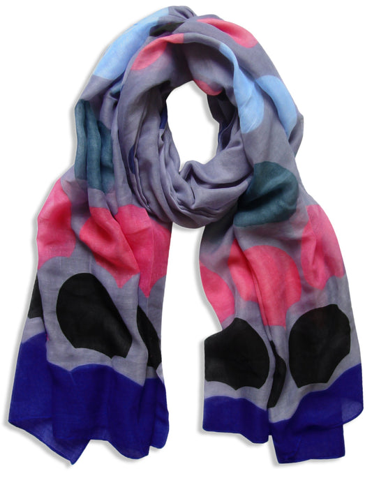 Wholesale Bulk Lot: Modern Multicolored Polka Dot Indigo Navy Scarf Wrap Reseller Pack