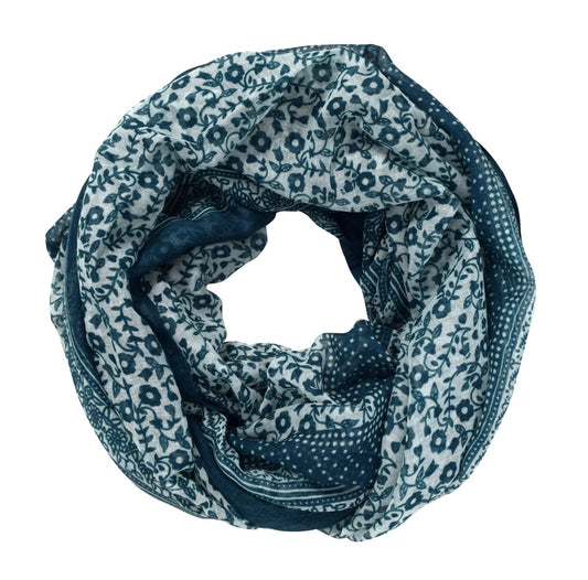 Wholesale Bulk Lot: Cute Dainty Floral Print Infinity Loop Scarf Hunter Green Reseller Pack