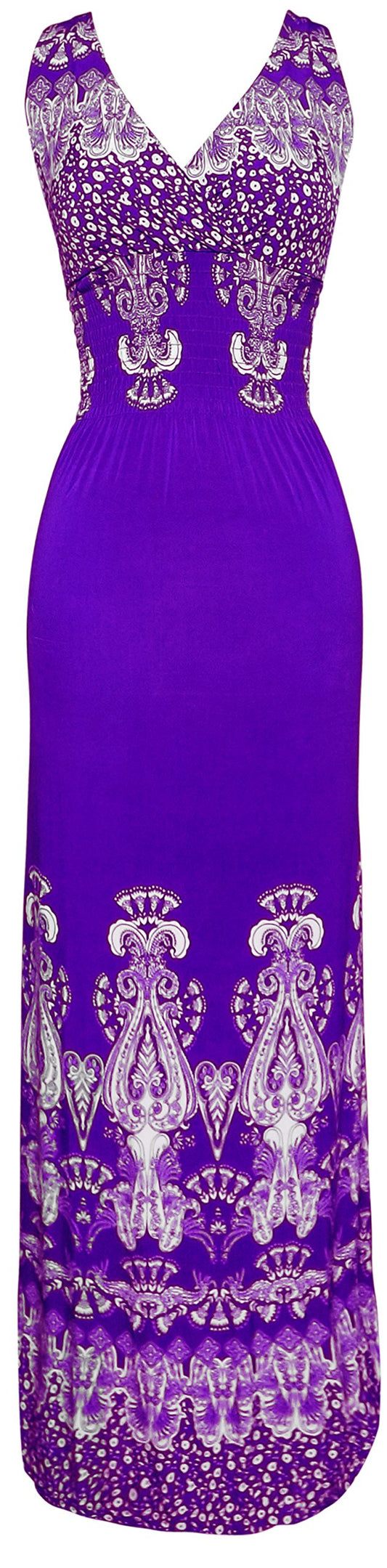 Wholesale Bulk Lot Reseller Paisley Print Smocked Tank Maxi Dress Purple Medium