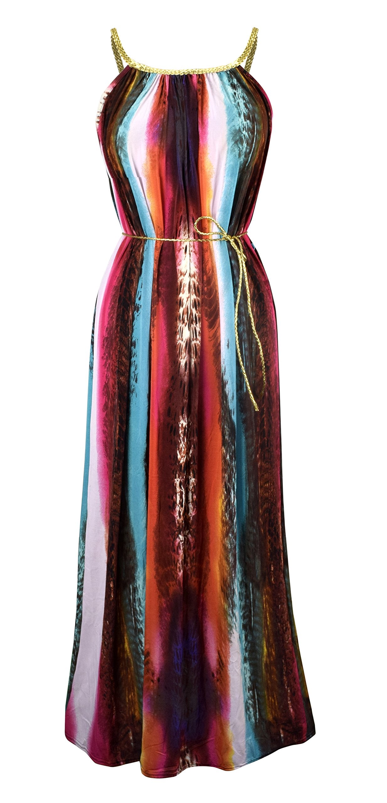 Wholesale Bulk Lot: Women's Halter Tropical Print Beach Maxi Dress Pink Large