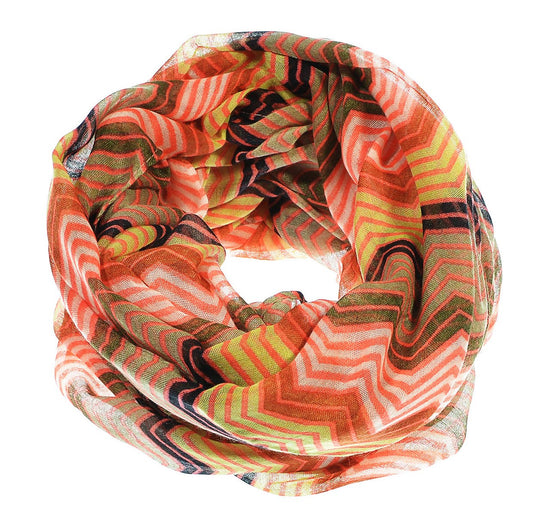 Wholesale Bulk Lot: Radiant Hot Pink Chevron Geometric Infinity Loop Scarf for Resellers