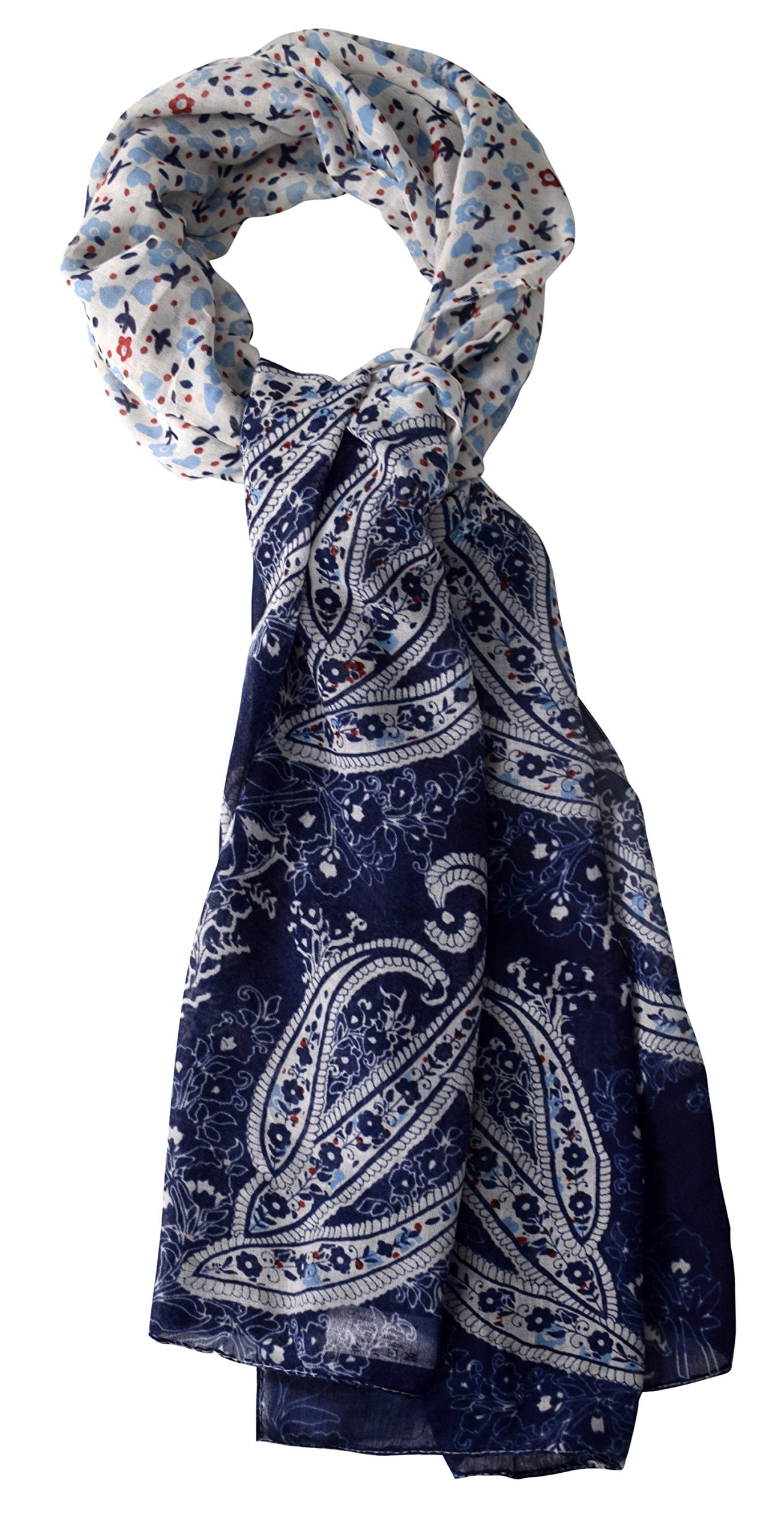 Wholesale Bulk Lot: Damask Paisley Henna Navy Red Lightweight All Season Shawl Scarf for Resellers