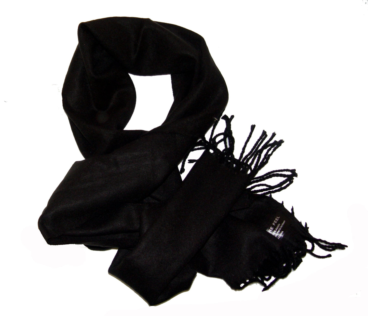 Wholesale Bulk Lot: Warm Cashmere Feel Solid Black Scarf for Resellers