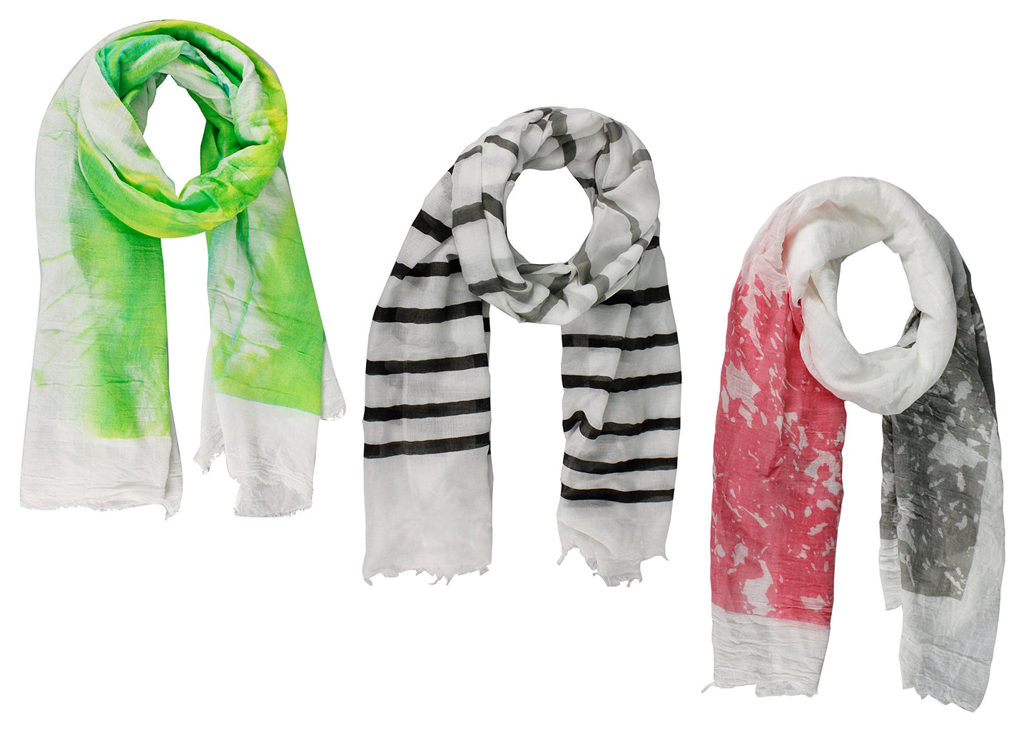 Wholesale Bulk Lot: Women's Striped Summer Shawls and Wraps Long Scarf Set Reseller Pack