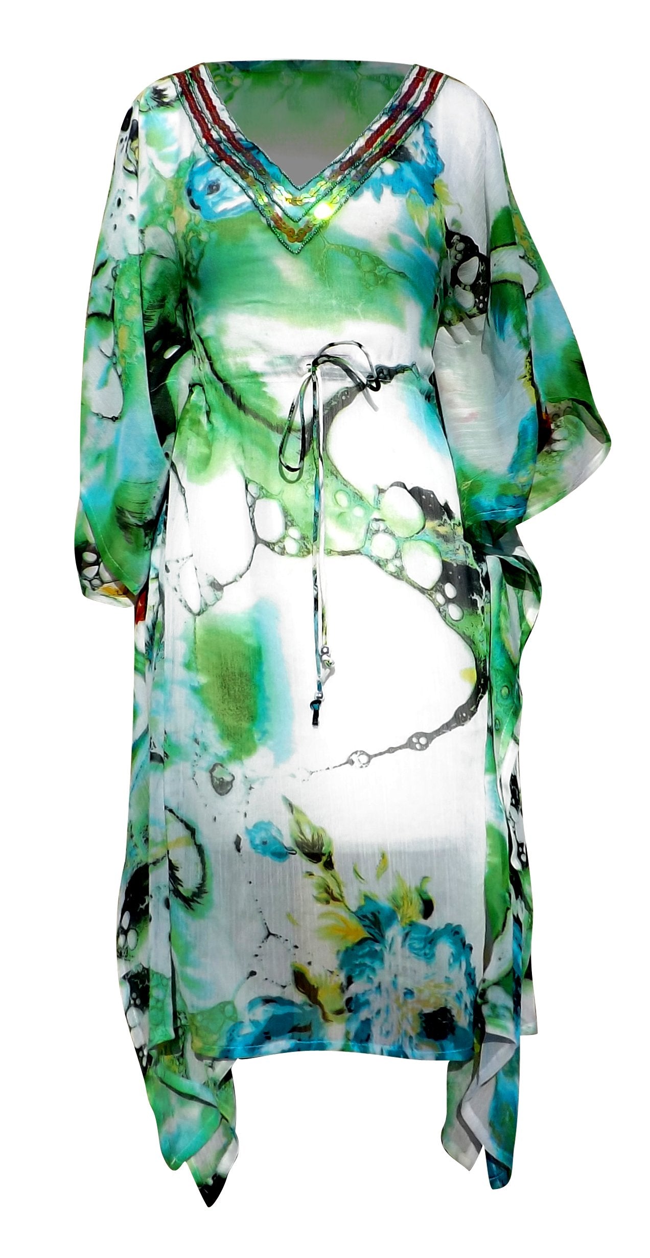 Wholesale Bulk Lot: Bohemian Summer Tunic Beach Cover Up Dress Floral Green Reseller