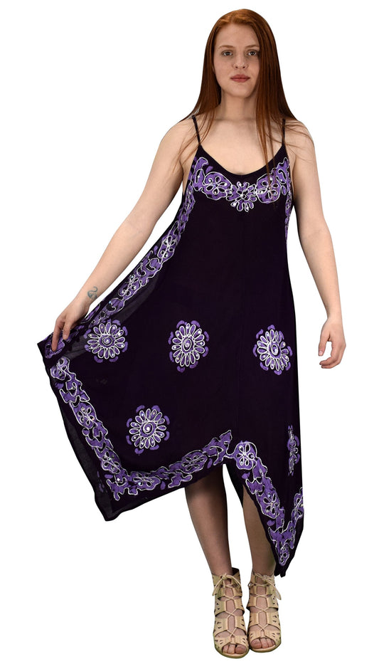 Wholesale Bulk Lot: Purple Floral Border Handkerchief Hem Spring Dress Size Medium
