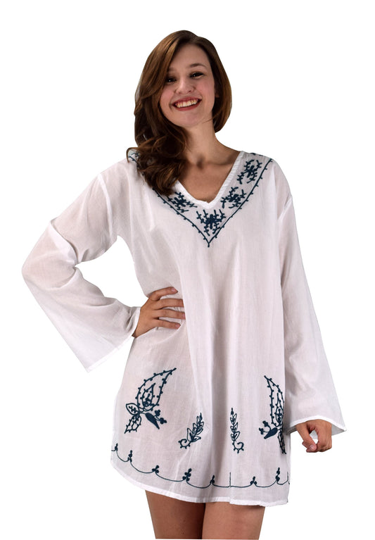 Wholesale Bulk Lot: Cotton Boho White Tunic Beachwear Cover-up Swimwear Size L XL
