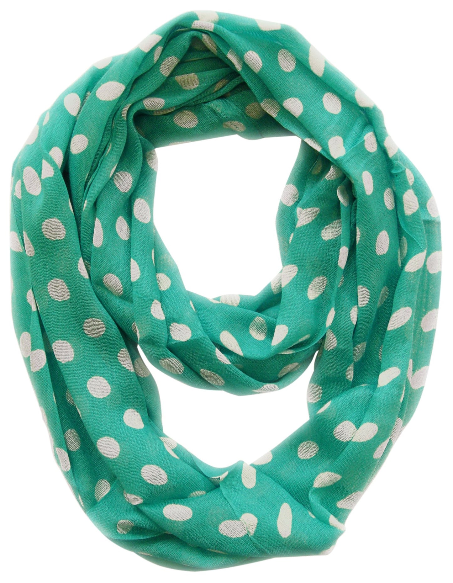 Wholesale Bulk Lot: Teal and Ivory Polka Dot Sheer Infinity Loop Scarf for Resellers