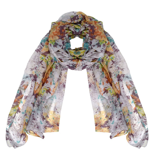 Wholesale Bulk Lot: Orange Hibiscus Floral Summer Fashion Lightweight Scarf for Resellers
