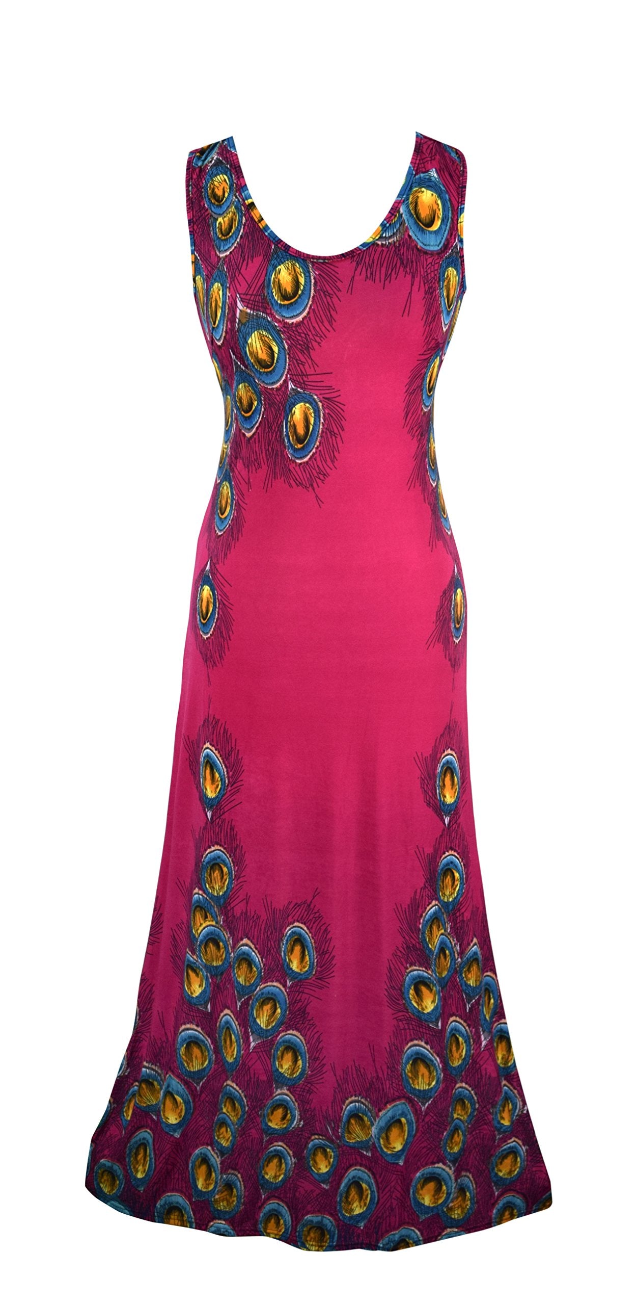 Wholesale Bulk Lot: Fuchsia Peacock Feather Crochet Back Evening Maxi Dress Medium