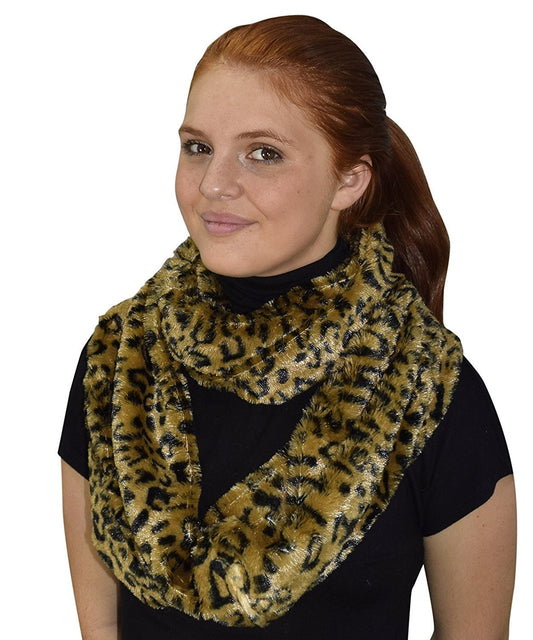 Wholesale Bulk Lot: Faux Fur Leopard Zebra Print Plush Cowl Infinity Loop Scarf Reseller Pack