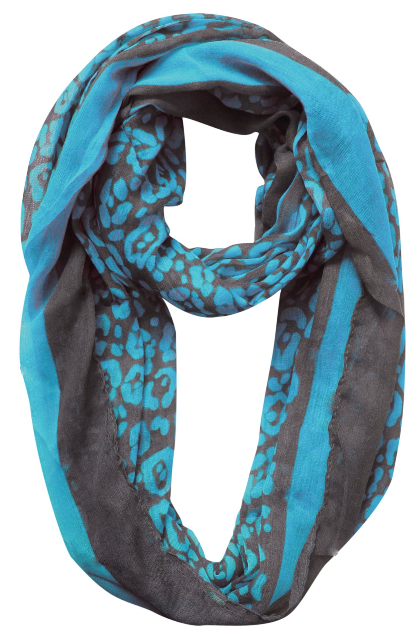 Wholesale Bulk Lot: Turquoise Retro Neon Animal Print Infinity Loop Scarf for Resellers
