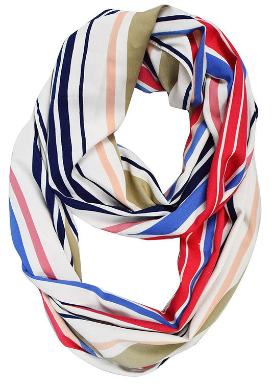 Wholesale Bulk Lot: Vintage Multi-Color Sassy Stripes Light Infinity Loop Scarf Reseller Pack