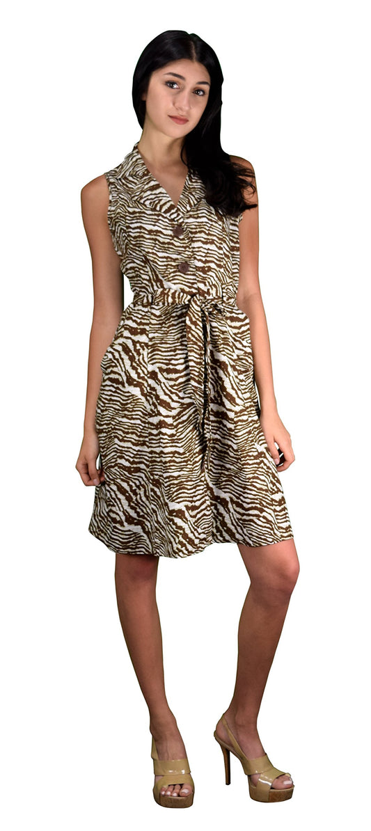 Wholesale Bulk Lot: Women's Vintage Zebra Retro Button Up Party Shift Dress Belt