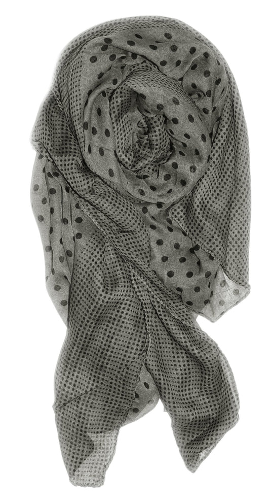Wholesale Bulk Lot: Lightweight Polka Dot Border Pashmina Scarf Wrap Grey Black Reseller Pack