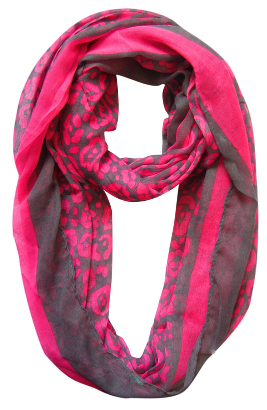 Wholesale Bulk Lot: Retro Neon Fuchsia Animal Print Infinity Loop Scarf for Resellers