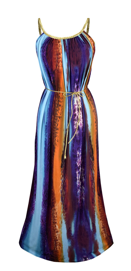 Wholesale Bulk Lot: Women's Purple Tropical Print Halter Maxi Dress XL