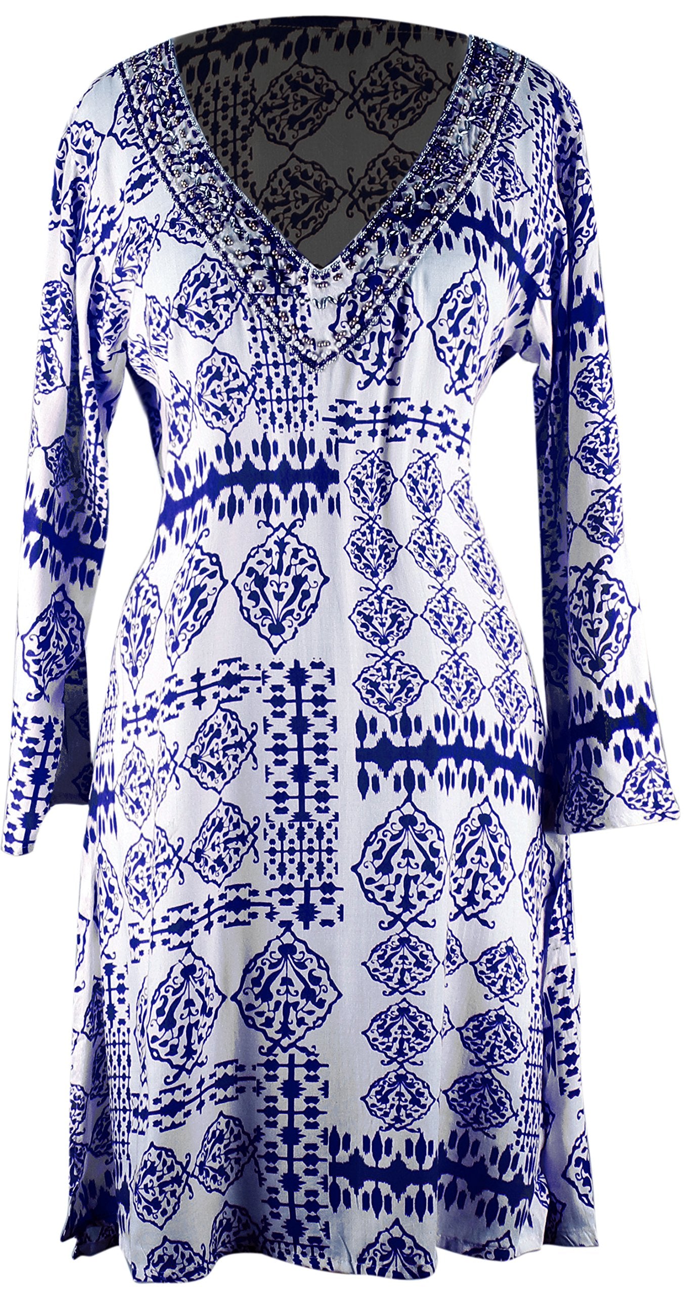 Wholesale Bulk Lot: Women’s Long Sleeve V Neck Navy Paisley Tunic Dress Size S