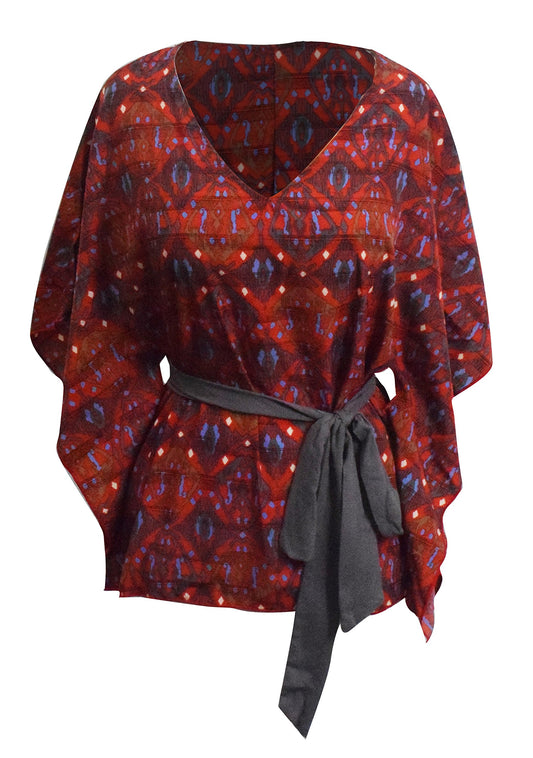 Wholesale Bulk Lot: Stylish Rose Print Kimono Style Sash Blouse (Small)