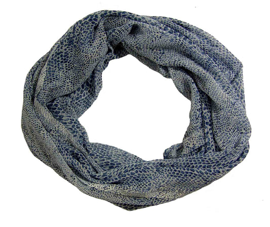 Wholesale Bulk Lot: Vintage Bohemian Snake Print Blue Infinity Loop Scarf Reseller Pack