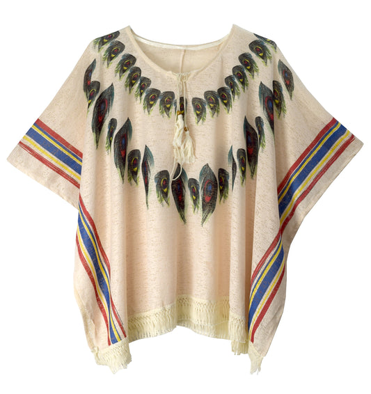Wholesale Bulk Lot: Women's Peacock Lightweight Summer Poncho Cardigan Beige