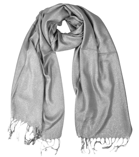 Wholesale Bulk Lot Princess Shimmer Pashmina Scarf with Fringes Grey for Resellers