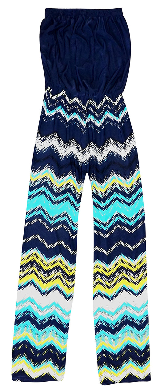 Wholesale Bulk Lot: Geometric Blouson Elastic Top Jumpsuit Romper Size S Blue