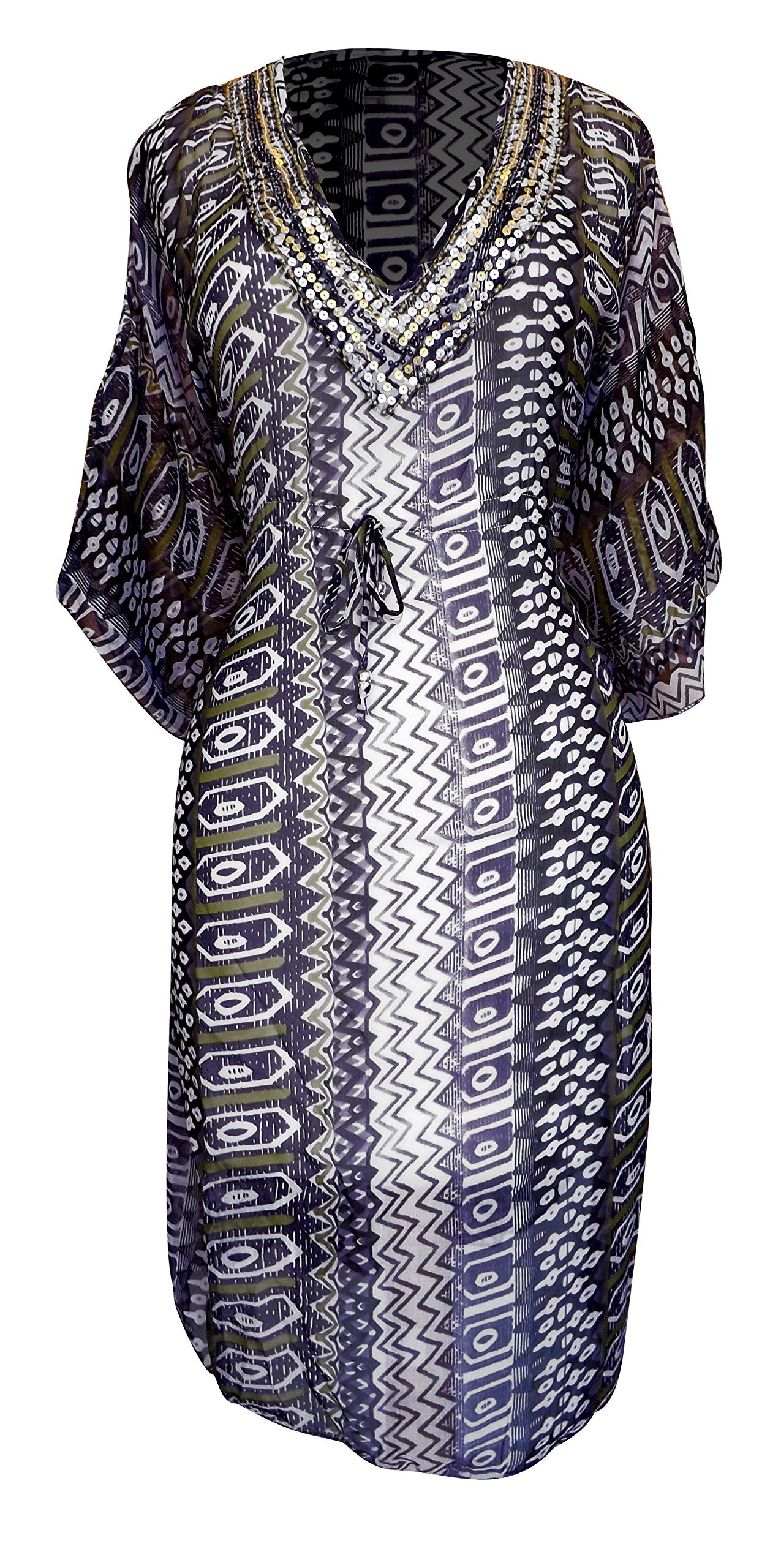 Wholesale Bulk Lot: Geometric Tribal Print Summer Tunic Mini Dress Purple Large