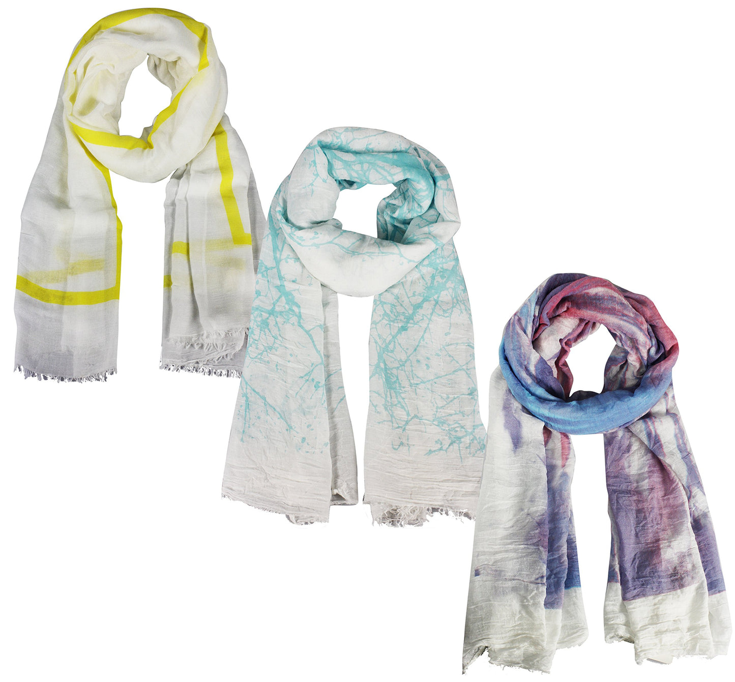 Wholesale Bulk Lot: 3 Pack Checkered Plaid Scarf Shawl Wrap Yellow Mint Purple Reseller Bundle