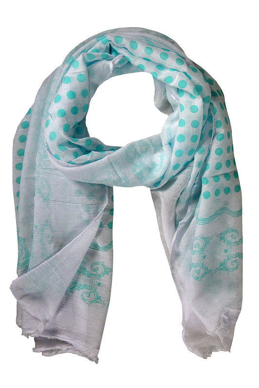 Wholesale Bulk Lot: Cotton Blend Polka Dot Print Summer Shawl Scarf Mint Reseller Pack