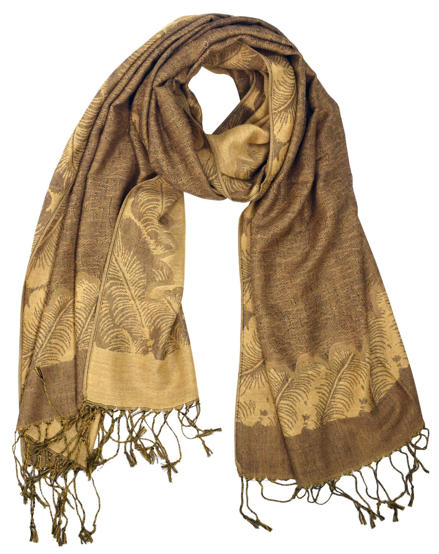 Wholesale Bulk Lot Reversible Paisley Pashmina Shawl Wrap Khaki Gold Scarf for Resellers