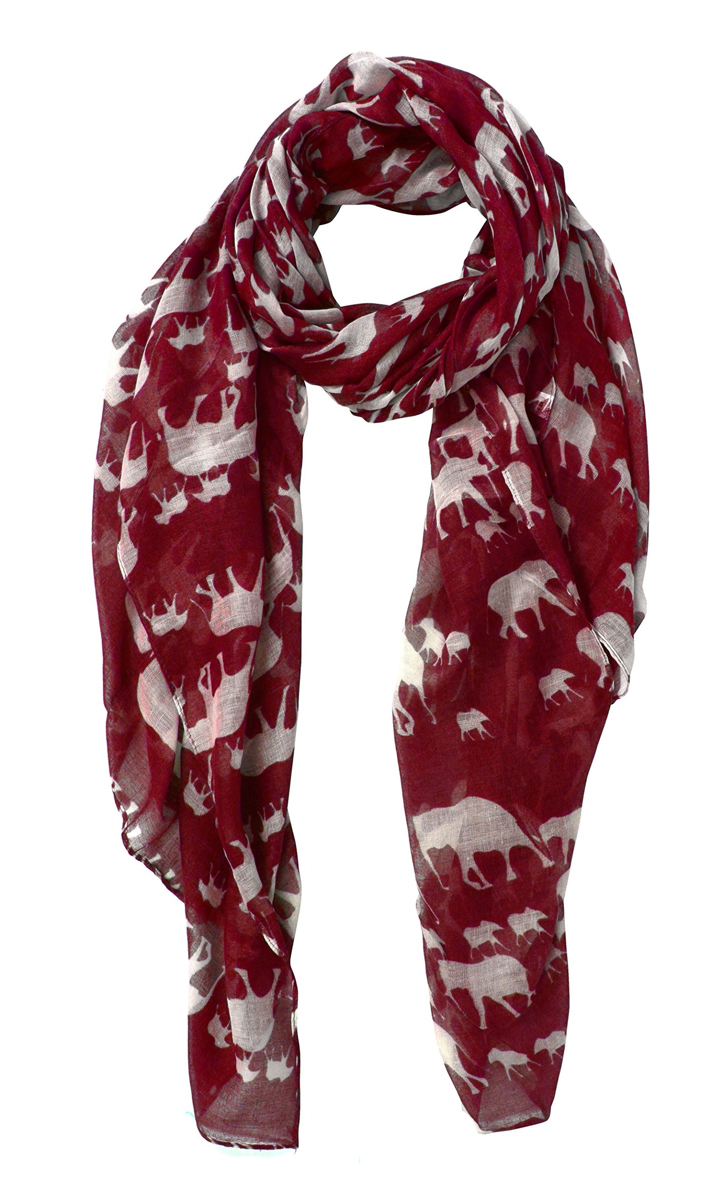 Wholesale Bulk Lot: Red Animal Print Elephant Wrap Scarf Chic Lightweight Shawl Reseller Pack
