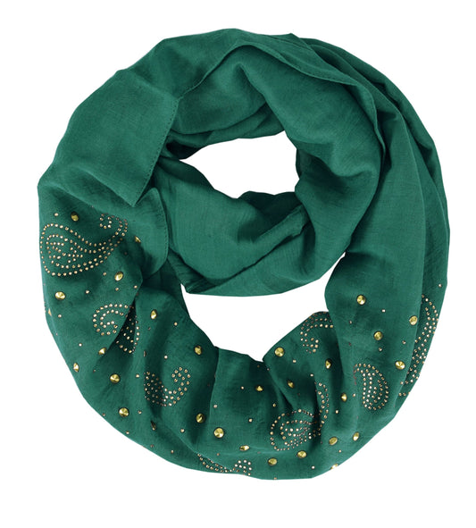 Wholesale Bulk Lot: Vintage Embellished Paisley Sequin Teal Infinity Circle Loop Scarf Reseller Pack