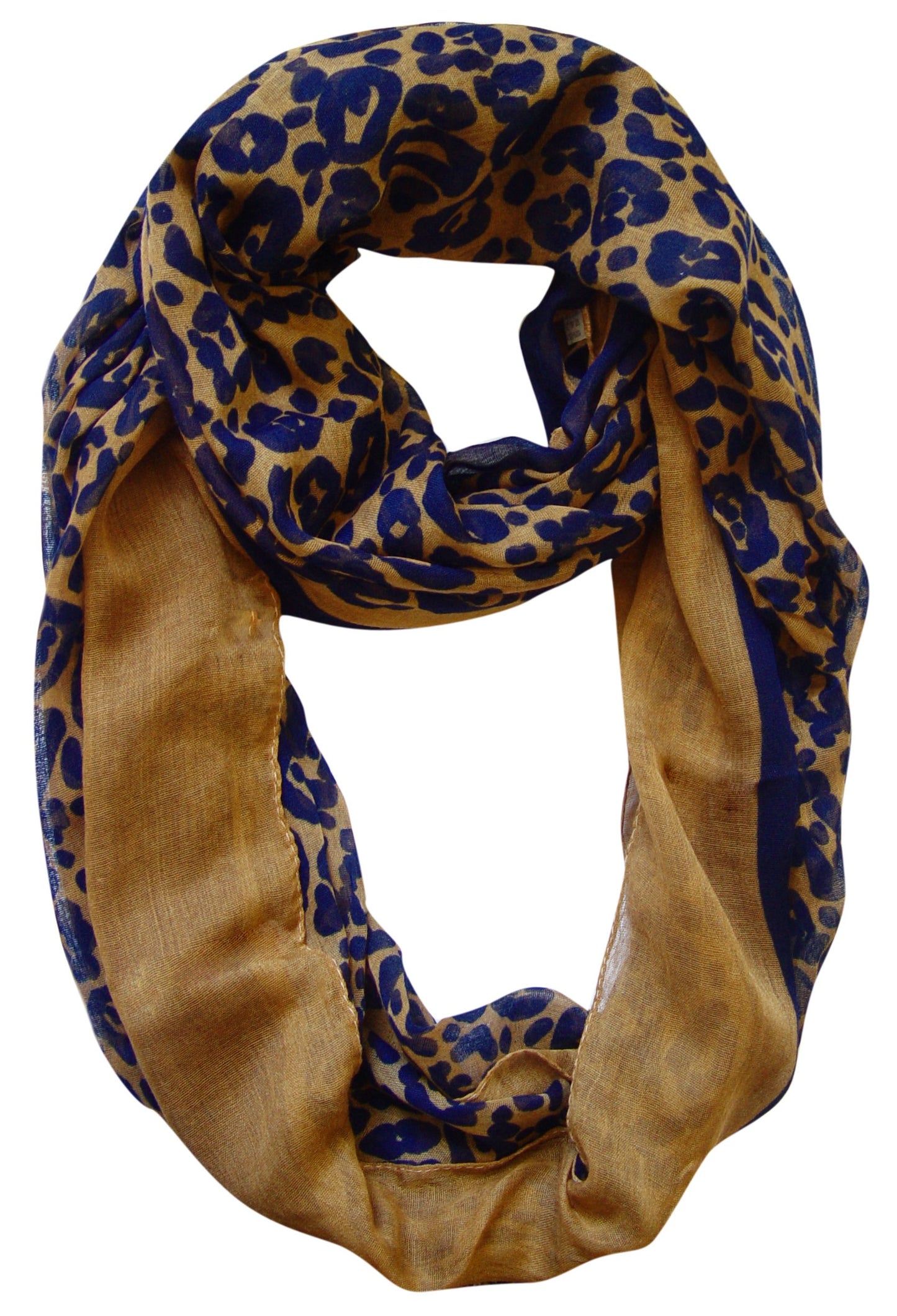 Wholesale Bulk Lot: Retro Neon Animal Print Infinity Loop Scarf Brown Navy Reseller Pack