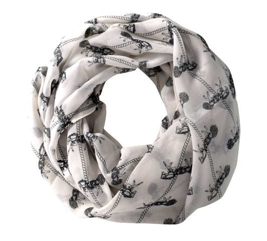 Wholesale Bulk Lot: Funky Abstract Print Lightweight White Horse Infinity Loop Scarf for Resellers