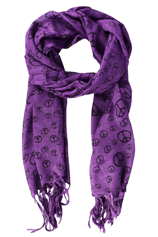 Wholesale Bulk Lot World Peace Symbolic Lightweight Pashmina Scarf Wraps Purple for Resellers